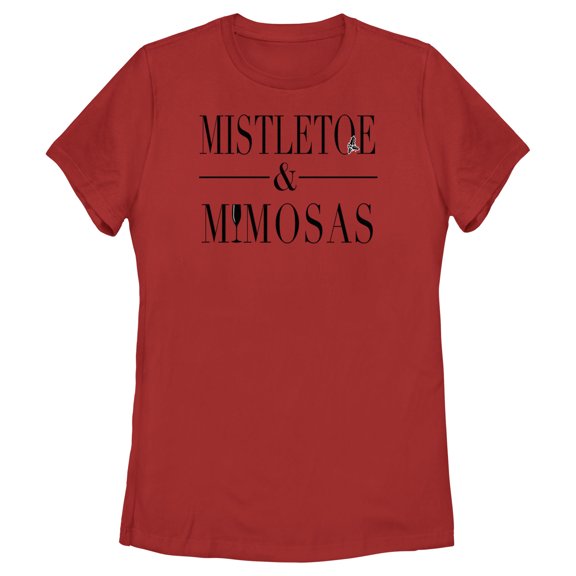Women's Lost Gods Mistletoe and Mimosas Graphic Tee Red Medium