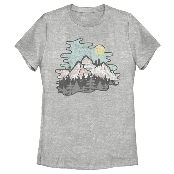 Women's Lost Gods Moonlight Mountains Graphic Tee Athletic Heather Medium