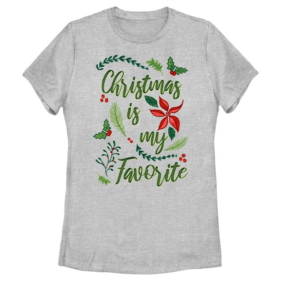 Women's Lost Gods My Favorite is Christmas Graphic Tee Athletic Heather Large