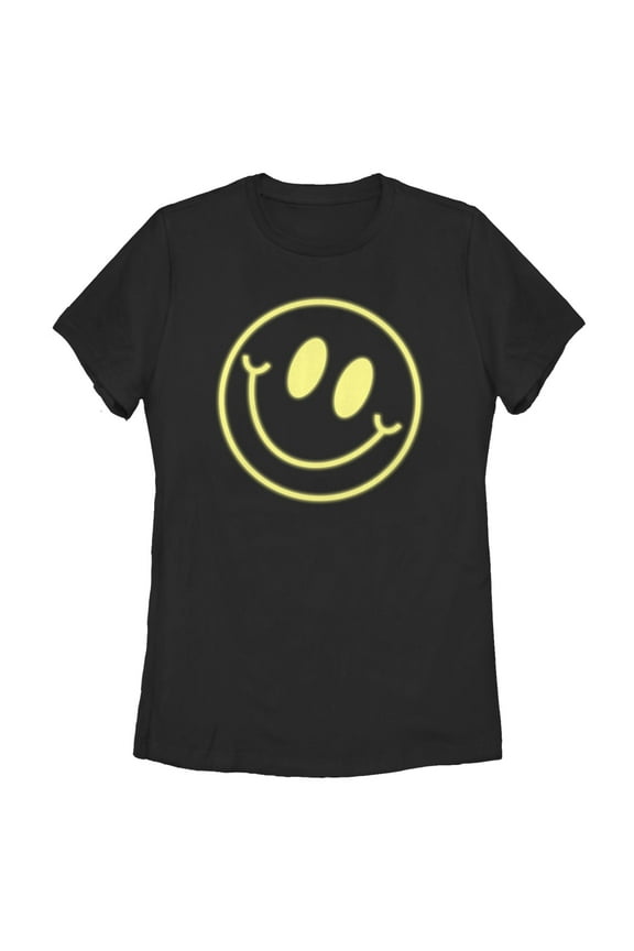 Women's Lost Gods Neon Smiley Face Graphic T-Shirt
