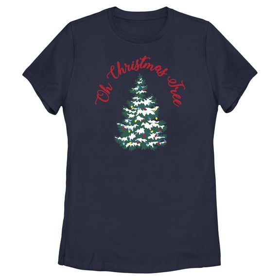 Women's Lost Gods Oh Christmas Tree  Graphic Tee Navy Blue Large