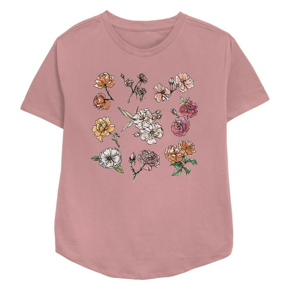 Women's Lost Gods Painted Flower Grid Graphic T-Shirt