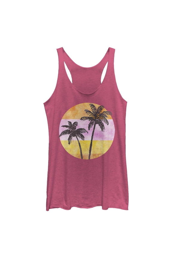 Women's Lost Gods Palms Circle Racerback Tank Top Pink Heather Large