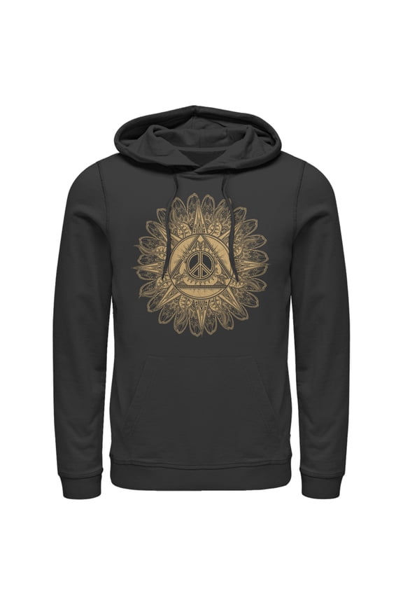 Women's Lost Gods Peace Daisy Henna Print Pull Over Hoodie Black Small