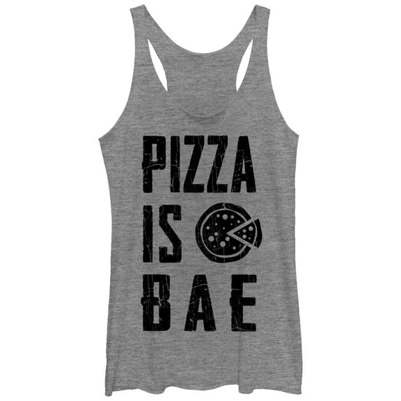 Women's Lost Gods Pepperoni Pizza is Bae  Racerback Tank Top Gray Heather Large