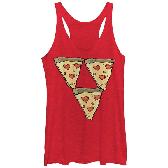 Women's Lost Gods Pizza Triangle  Racerback Tank Top Red Heather Medium