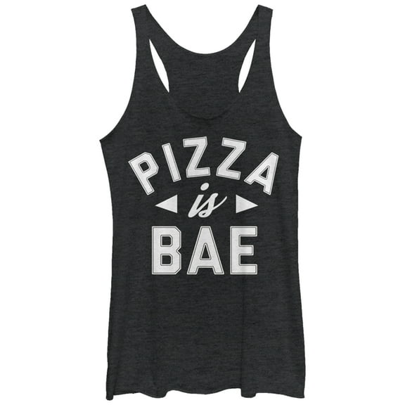 Women's Lost Gods Pizza is Bae Racerback Tank Top Black Heather Small