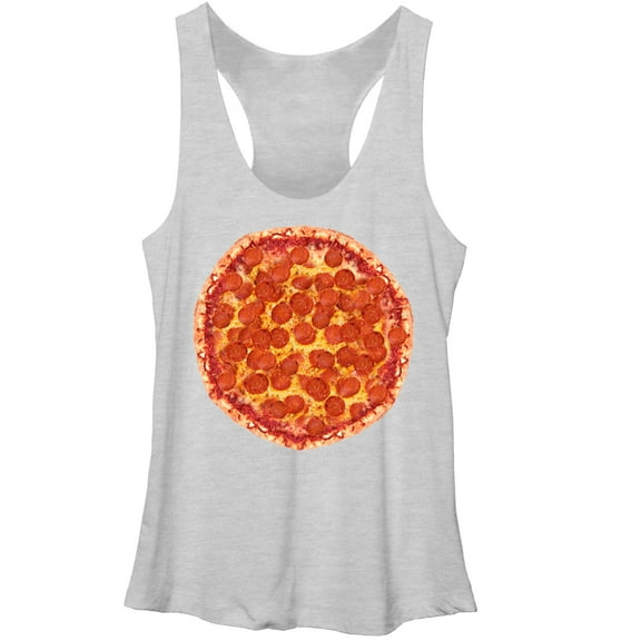 Women's Lost Gods Pizza is Everything Racerback Tank Top White Heather Small