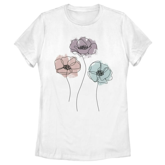 Women's Lost Gods Poppy Flowers Sketch Graphic T-Shirt
