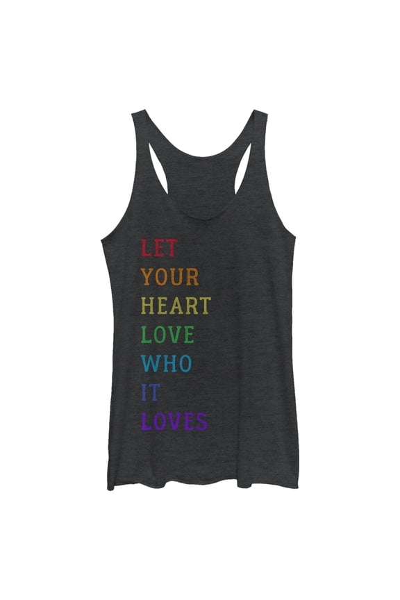 Women's Lost Gods Pride Quote Racerback Tank Top Black Heather Large