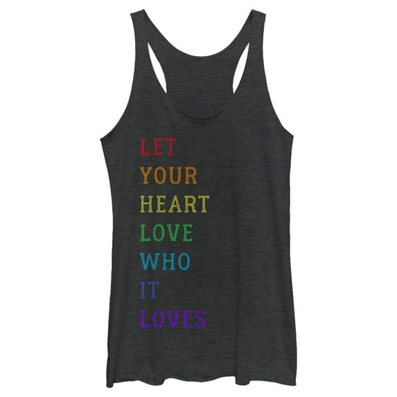 Women's Lost Gods Pride Quote Racerback Tank Top Black Heather Large
