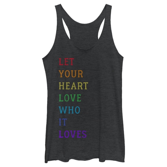 Women's Lost Gods Pride Quote Racerback Tank Top Black Heather Small