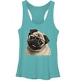 thumbnail image 1 of Women's Lost Gods Pug Nerd Racerback Tank Top Tahiti Blue Small, 1 of 3