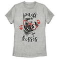 thumbnail image 1 of Women's Lost Gods Pugs and Kisses  Graphic Tee Athletic Heather Medium, 1 of 4