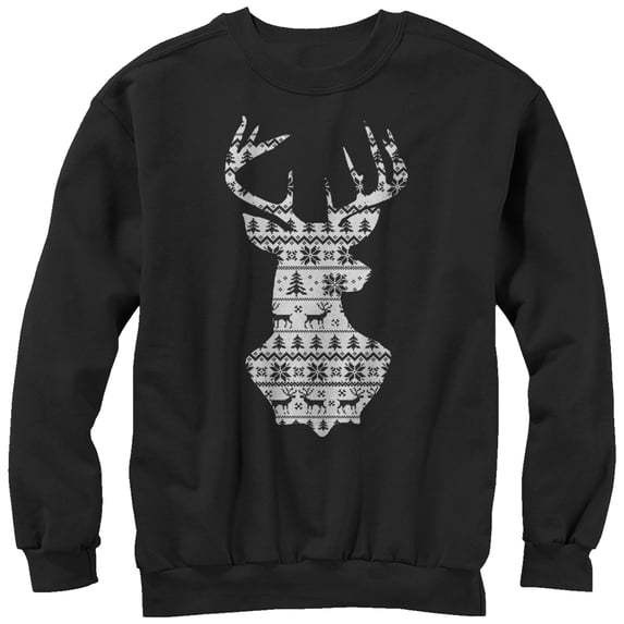 Men's Lost Gods Reindeer Winter Theme Sweatshirt Black 2X Large