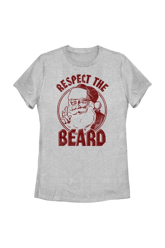 Women's Lost Gods Respect The Beard Graphic Tee Athletic Heather 2X Large