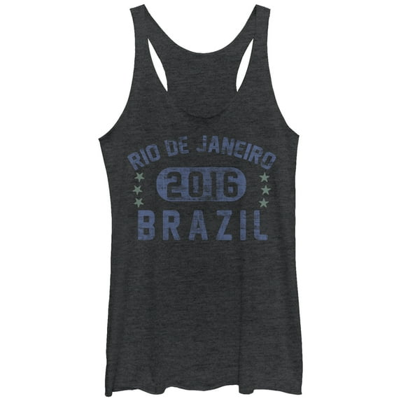 Women's Lost Gods Rio De Janeiro Brazil 2016 Racerback Tank Top Black Heather Large