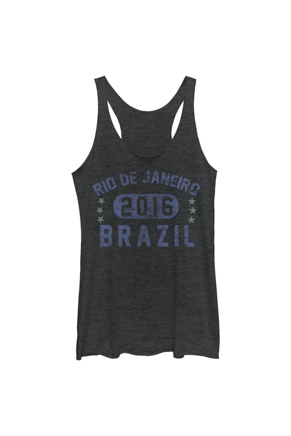 Women's Lost Gods Rio De Janeiro Brazil 2016 Racerback Tank Top Black Heather Small