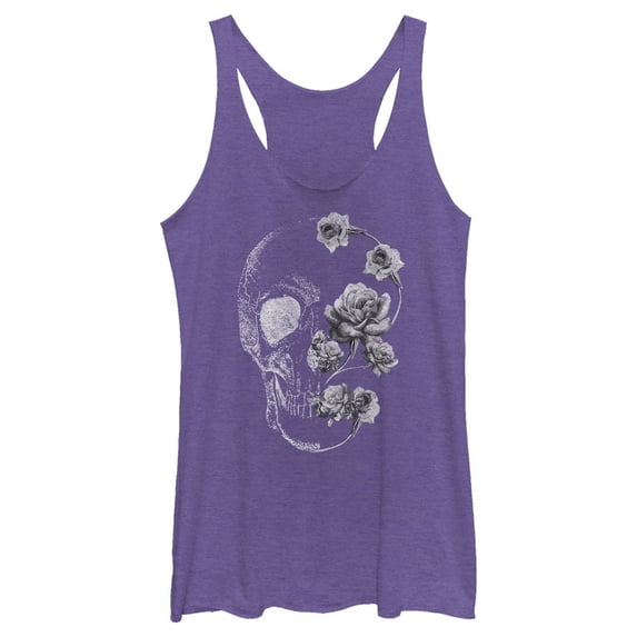 Women's Lost Gods Rose Skull Portrait Racerback Tank Top