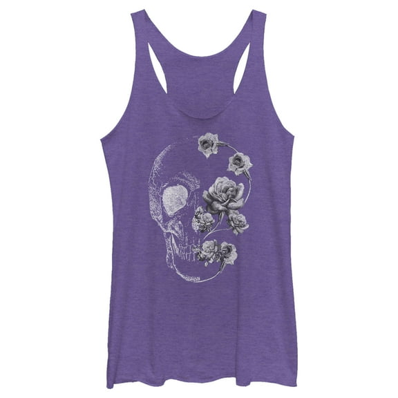 Women's Lost Gods Rose Skull Portrait  Racerback Tank Top