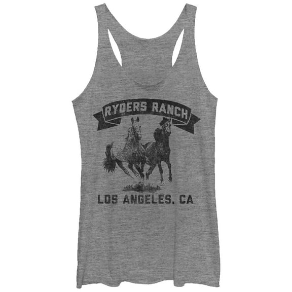 Women's Lost Gods Ryders Ranch LA California Racerback Tank Top Gray Heather Large