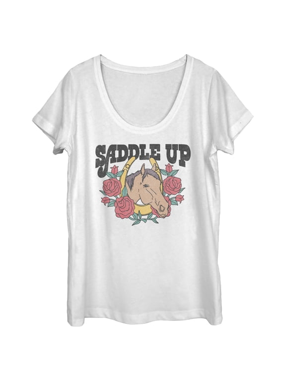 Women's Lost Gods Saddle Up Horse Scoop Neck White Large