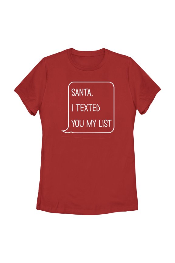 Women's Lost Gods Santa I Texted You My List Graphic Tee Red Medium