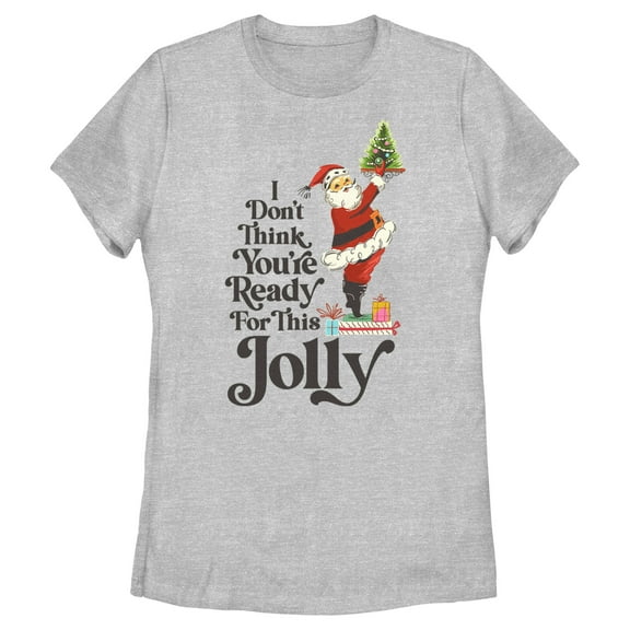 Women's Lost Gods Santa You're Ready for This Jolly  Graphic Tee Athletic Heather Large