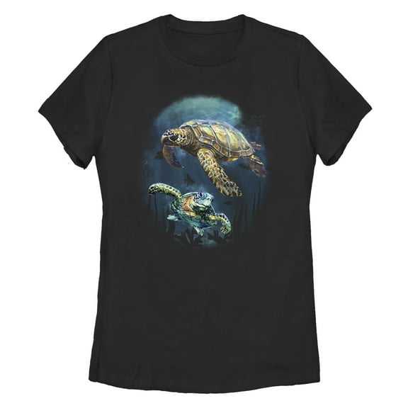 Women's Lost Gods Sea Turtles Circle Graphic T-Shirt
