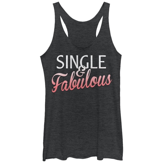 Women's Lost Gods Single and Fabulous Racerback Tank Top Black Heather Medium