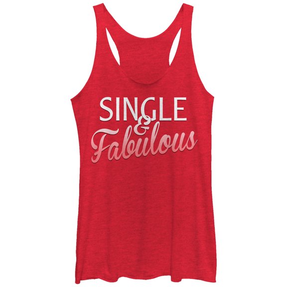 Women's Lost Gods Single and Fabulous Racerback Tank Top Red Heather Small