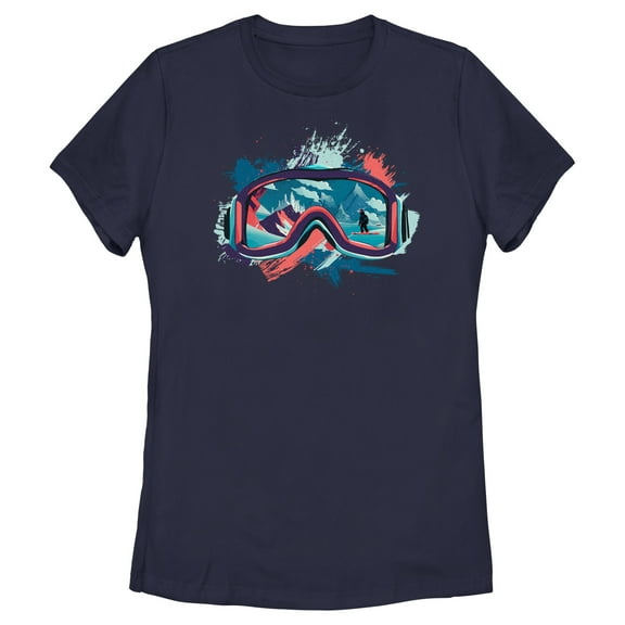 Women's Lost Gods Snow Goggles Landscape Graphic Tee Navy Blue Large