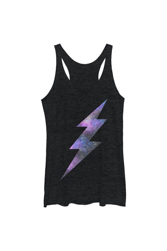 Women's Lost Gods Space Lightning Bolt  Racerback Tank Top Black Heather Small