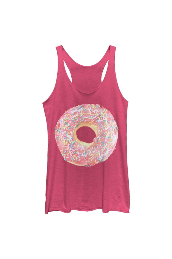 Women's Lost Gods Sprinkle Doughnut Racerback Tank Top Pink Heather Large