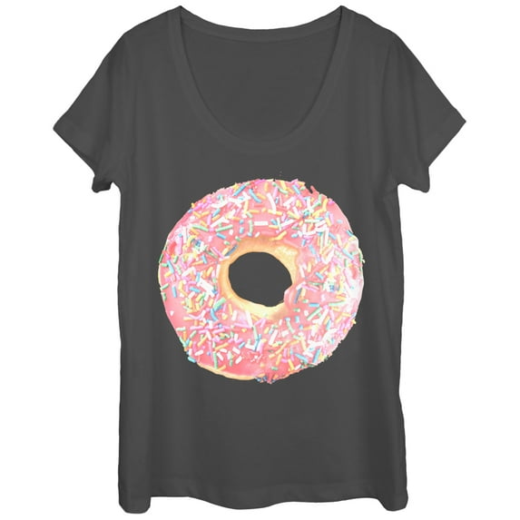 Women's Lost Gods Sprinkle Doughnut Scoop Neck Charcoal 2X Large