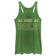 thumbnail image 1 of Women's Lost Gods St. Patrick's Day As Good as Gold  Racerback Tank Top Envy Green X Large, 1 of 4