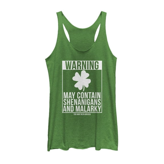 Women's Lost Gods St. Patrick's Day Contain Malarkey  Racerback Tank Top Envy Green X Large