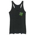 thumbnail image 1 of Women's Lost Gods St. Patrick's Day Four-Leaf Clover Racerback Tank Top Black Heather Large, 1 of 4