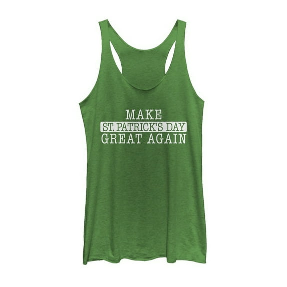 Women's Lost Gods St. Patrick's Day Great Again Racerback Tank Top Envy Green X Large