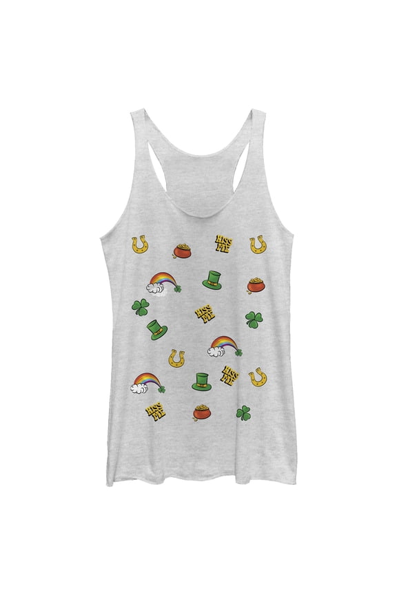 Women's Lost Gods St. Patrick's Day Icons Racerback Tank Top White Heather Medium