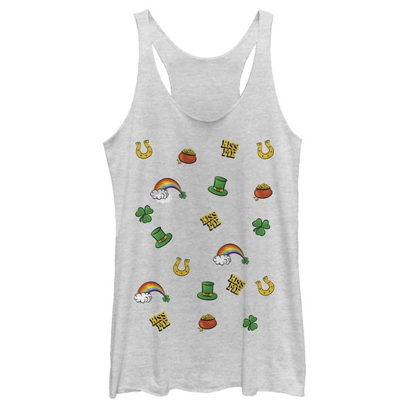Women's Lost Gods St. Patrick's Day Icons  Racerback Tank Top White Heather Small