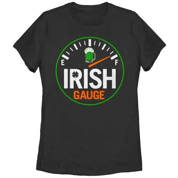 Women's Lost Gods St. Patrick's Day Irish Gauge Graphic Tee Black Large