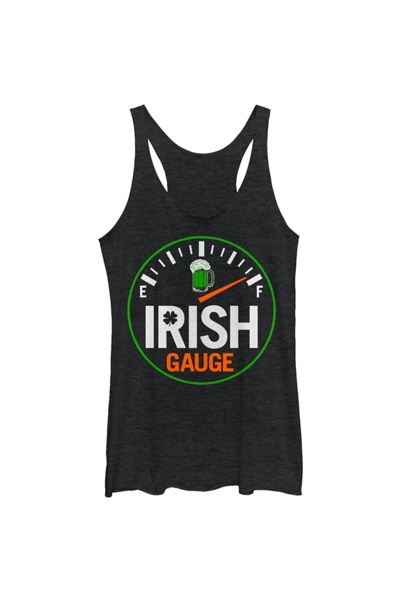 Women's Lost Gods St. Patrick's Day Irish Gauge  Racerback Tank Top Black Heather Large