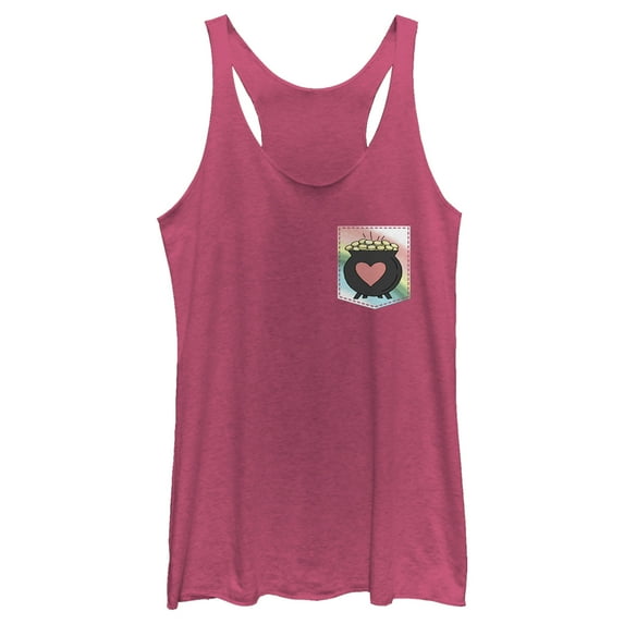 Women's Lost Gods St. Patrick's Day Rainbow Pocket of Gold Racerback Tank Top Pink Heather 2X Large