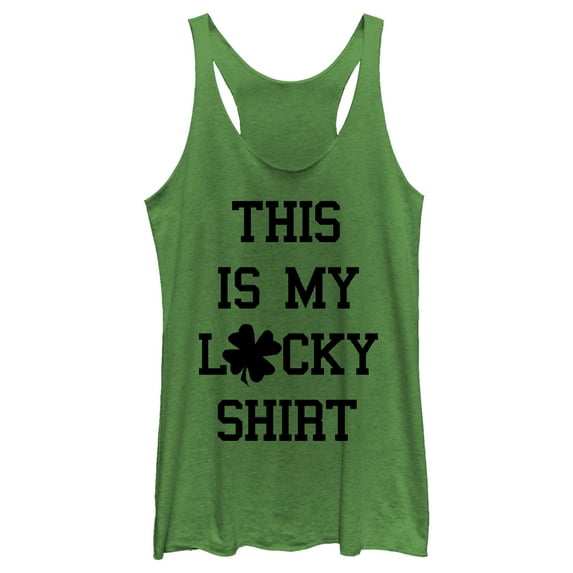 Women's Lost Gods St. Patrick's Day This is my Lucky Shirt Racerback Tank Top Envy Green Medium
