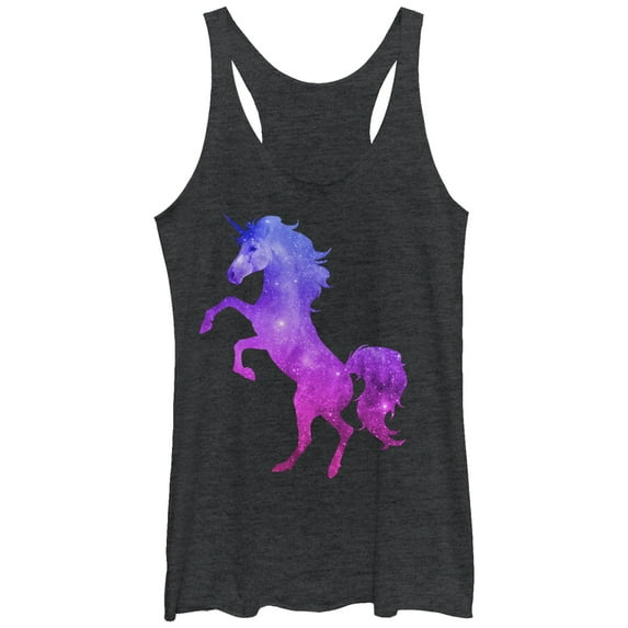 Women's Lost Gods Star Unicorn Racerback Tank Top Black Heather X Large