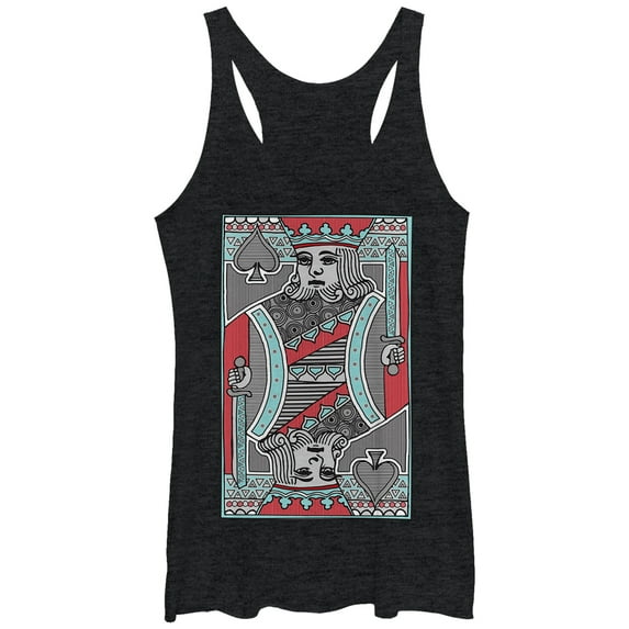 Women's Lost Gods Striped King Playing Card Racerback Tank Top Black Heather X Large