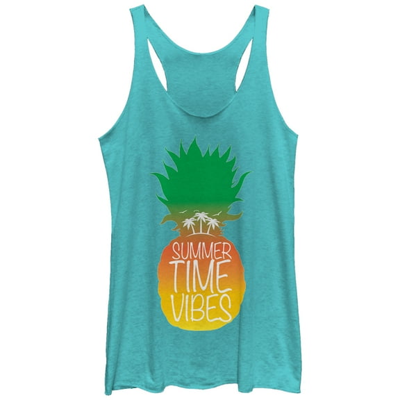 Women's Lost Gods Summertime Vibes Pineapple  Racerback Tank Top Tahiti Blue Medium