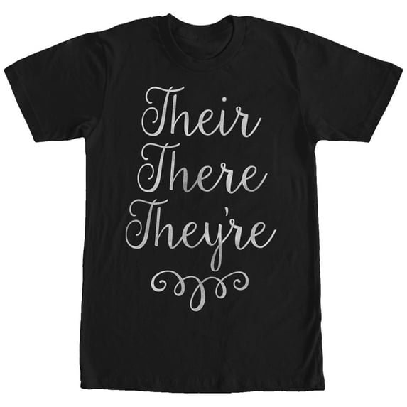 Women's Lost Gods Their There They're Grammar Boyfriend Graphic Tee Black Medium