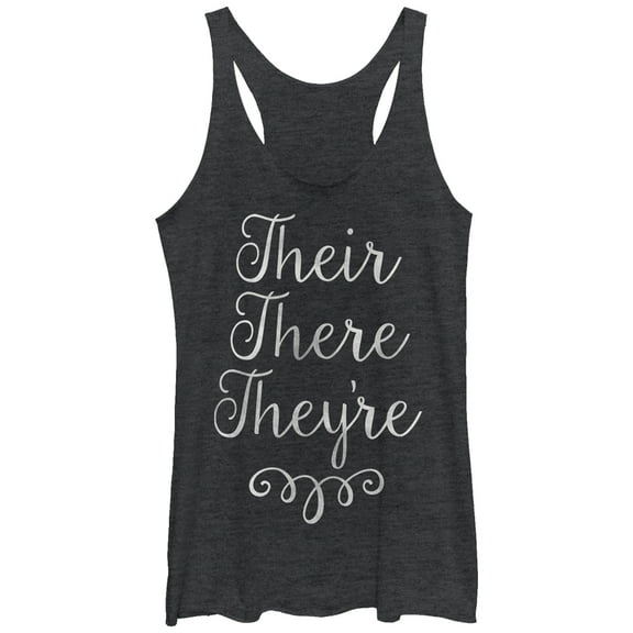 Women's Lost Gods Their There They're Grammar  Racerback Tank Top Black Heather Large